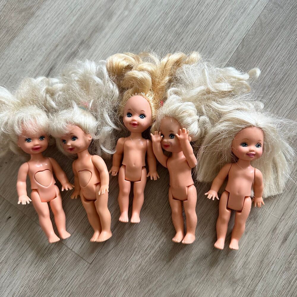 Lot of 5 Vintage Barbie Little Sister Kelly Dolls - Blonde with Special Features